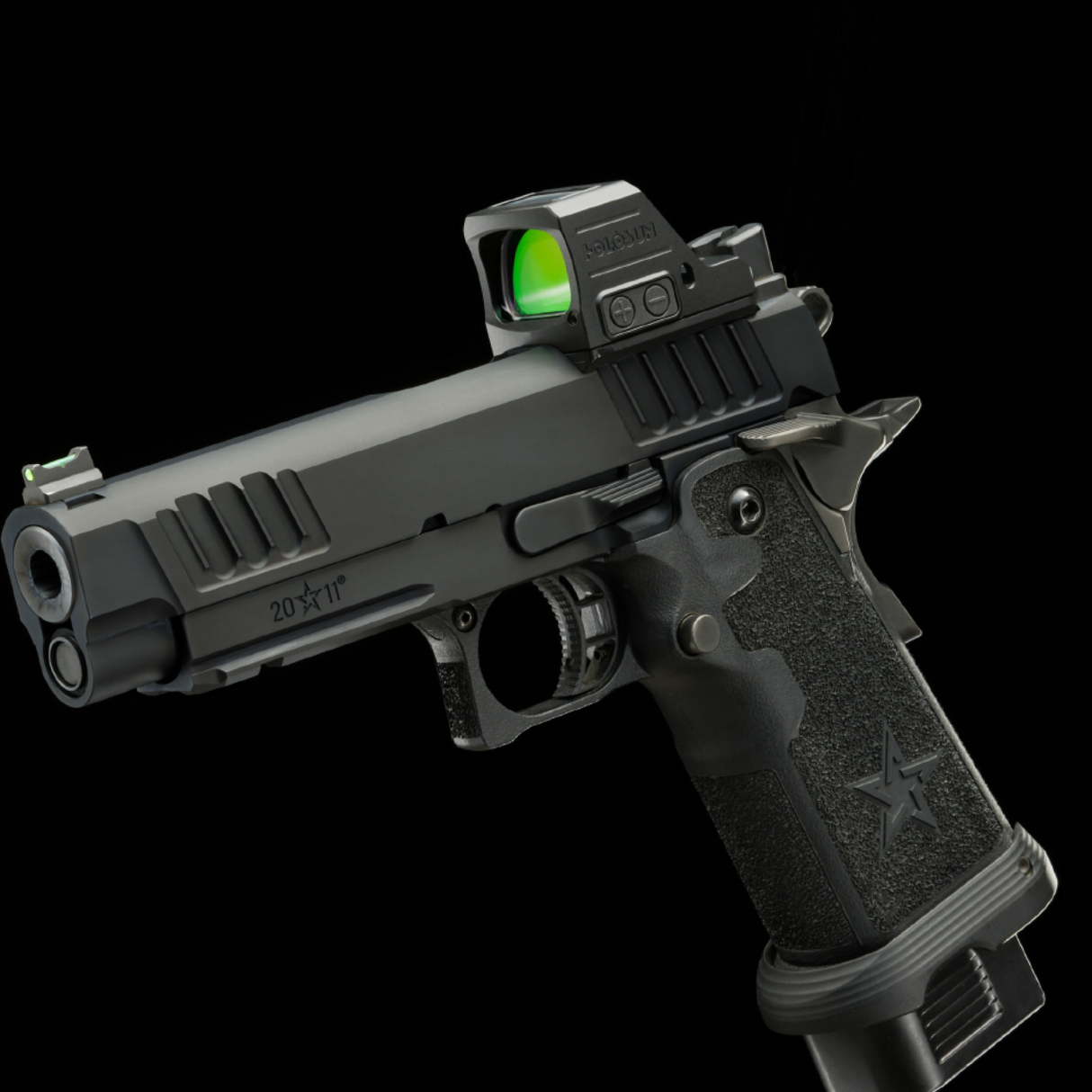 Holosun HS407C X3 Rotpunktvisier Red Dot montiert auf einer Staccato 2011 Pistole