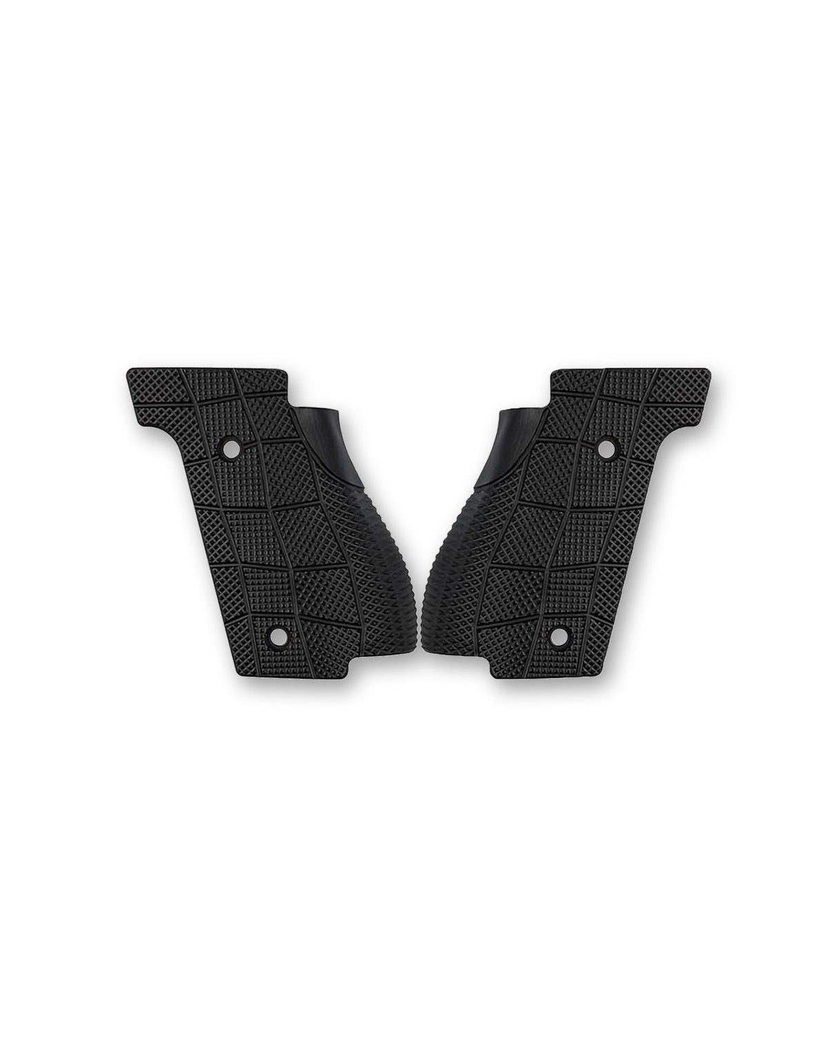 LOK Grips Messing GridLOK Griffschalen für Walther PDP Steel Frame in Black Cerakote — Vorderansicht beider Griffschalen mit schwarzer Cerakote-Beschichtung
