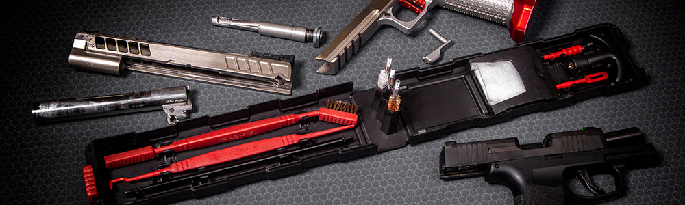 Kurzwaffen Reinigungsset von Real Avid für Handfeuerwaffen wie Pistolen und Revolver im Kaliber 9mm 357 Magnum oder 38 Special