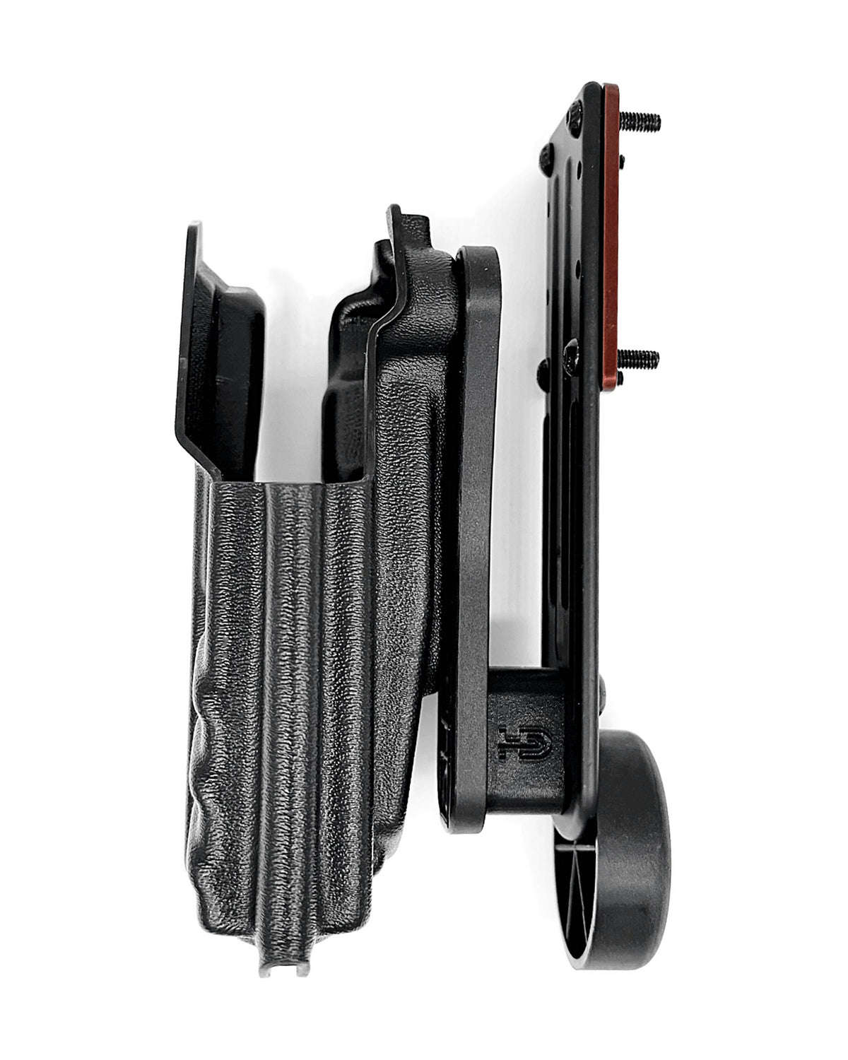 DARKDEER IPSC Holster für Glock mit Toni System Frame Weight und 3D Daumenauflage - Seitenansicht mit GHOST Thunder Montage