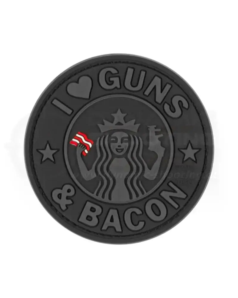 Rubber Patch I Love Guns and Bacon Gummipatch von JTG in Schwarz
