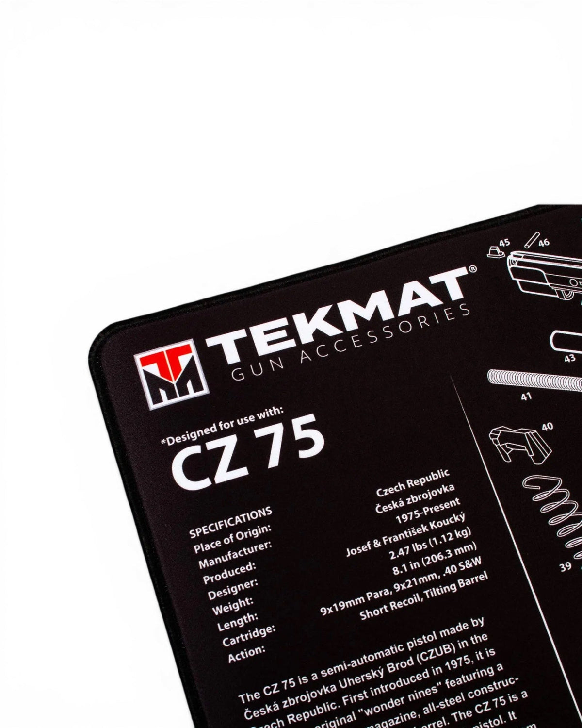 TekMat Ultra 20 Reinigungsmatte CZ 75, Detailansicht mit technischen Daten