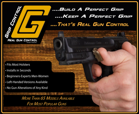 Grip Control Werbebild mit allen relevanten Informationen zu der faltbaren Daumenauflage