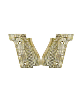 Messing GridLOK Griffschalen, Walther Q5 | Q4 | PDP Compact Steel Frame (Palm Swell) – Raw Brass