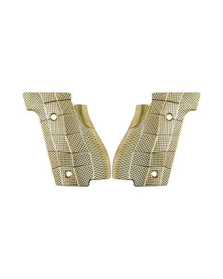 Messing GridLOK Griffschalen, Walther Q5 | Q4 | PDP Compact Steel Frame (Palm Swell) – Raw Brass