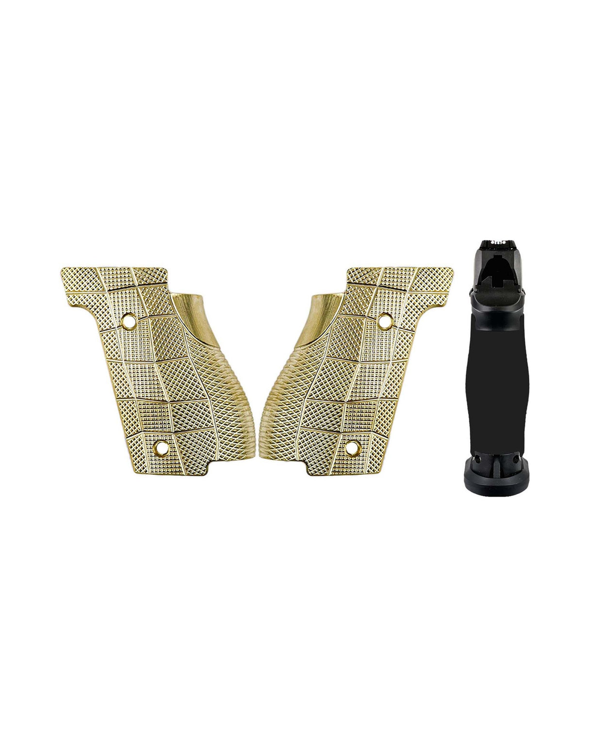 LOK Grips Messing GridLOK Griffschalen Palm Swell Walther PDP Steel Frame Full Size - Raw Brass