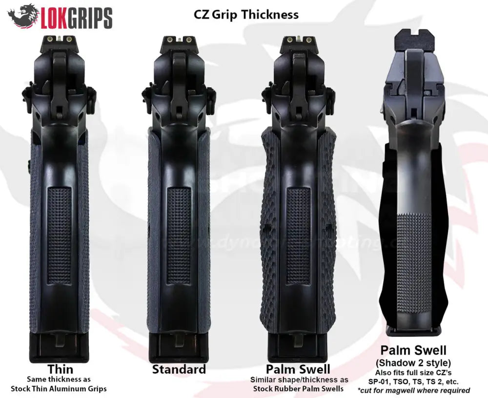 Palm Swell GridLOK Griffschalen, CZ75 SP-01 | Shadow 2 | Tactical Sports Modellvergleich Thin, Standard, Palm Swell