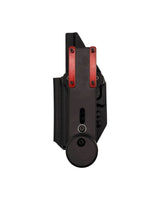 Custom Kydex Holster von Darkdeer Holster passend für Glock 17, Glock 19, Glock 34 und Glock 45 sowie 19X mit montiertem Frame Weight von Toni System - Seitenansicht der GHOST Thunder Montage