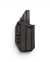 Custom Kydex Holster von Darkdeer Holster passend für Glock 17, Glock 19, Glock 34 und Glock 45 sowie 19X mit montiertem Frame Weight von Toni System - Frontansicht ohne Pistole