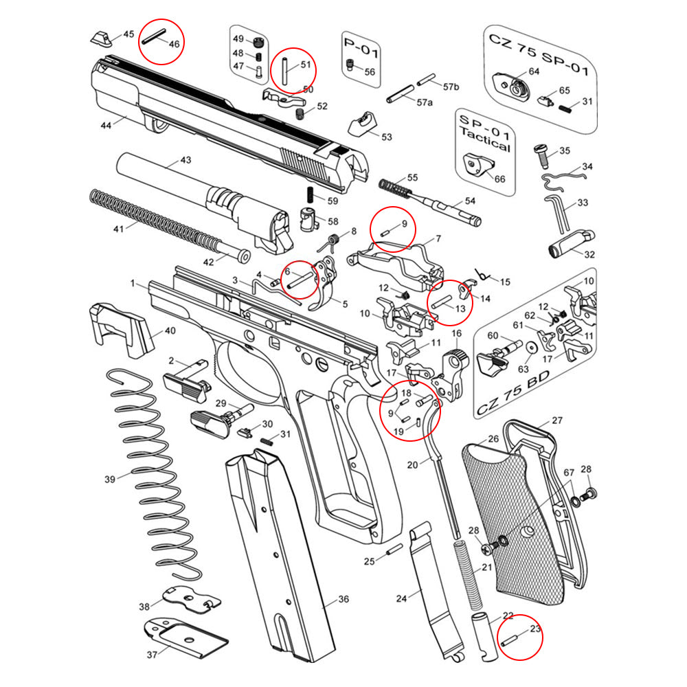 Pins Set für CZ Pistolen