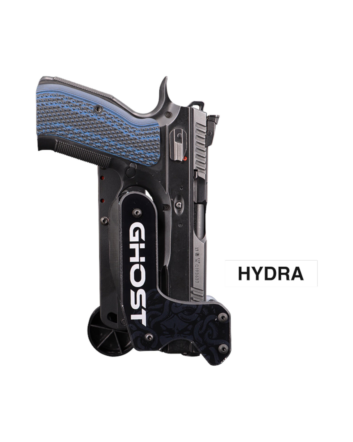IPSC Holster GHOST Hydra in Schwarz mit geholsterter CZ Shadow 2