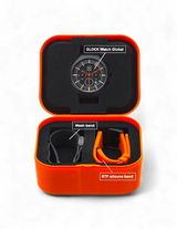 Original Glock Uhr Global mit orangem und schwarzem Mesh Band im orangen Glock Case