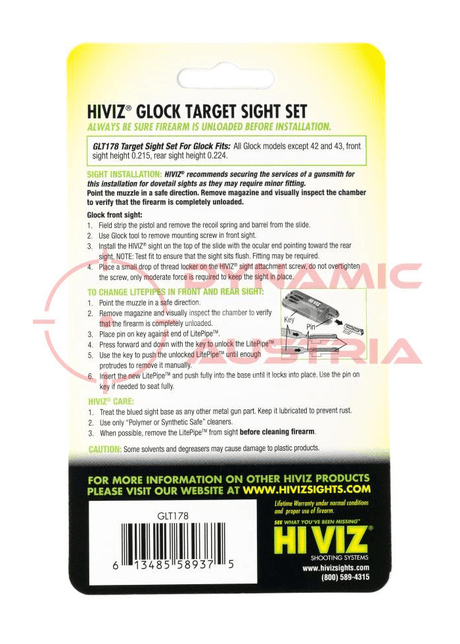 Hiviz Fiber Optic Visierung für Glock Pistolen