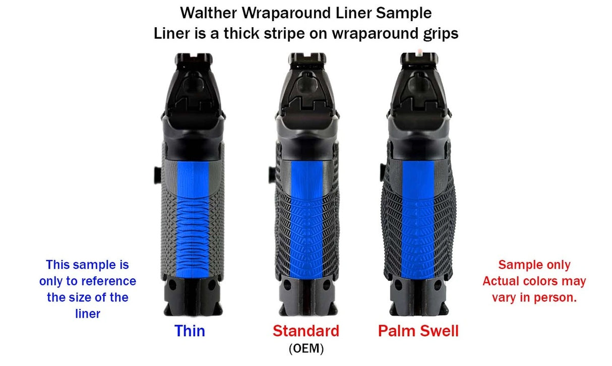 LOK Grips Veloce Griffschalen aus G10 mit rundlicher Palm Swell Kontur für die Walther PDP Steel Frame Vergleich Thin, Standard und Palm Swell