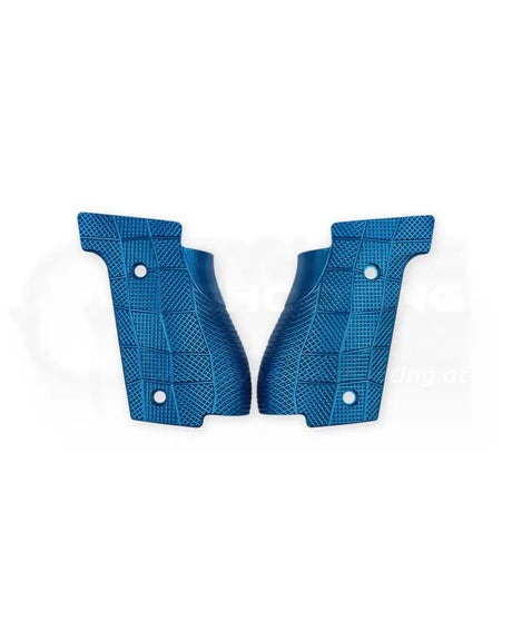LOK Grips GridLOK Palm Swell Griffschalen aus Aluminium für Walther PDP Steel Frame Full Size in Blau – CNC-gefräste Oberfläche mit GridLOK Muster
