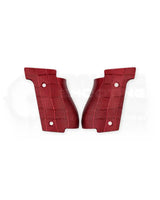 LOK Grips GridLOK Palm Swell Griffschalen aus Aluminium für Walther PDP Steel Frame Full Size in Rot – eloxiertes Aluminium mit Kreuzschraffur