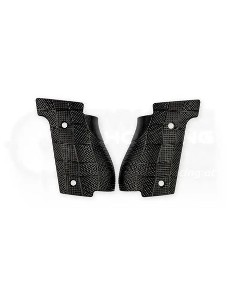 LOK Grips GridLOK Palm Swell Griffschalen aus Aluminium für Walther PDP Steel Frame Full Size in Schwarz – Paar mit aggressiver Kreuzschraffur-Textur