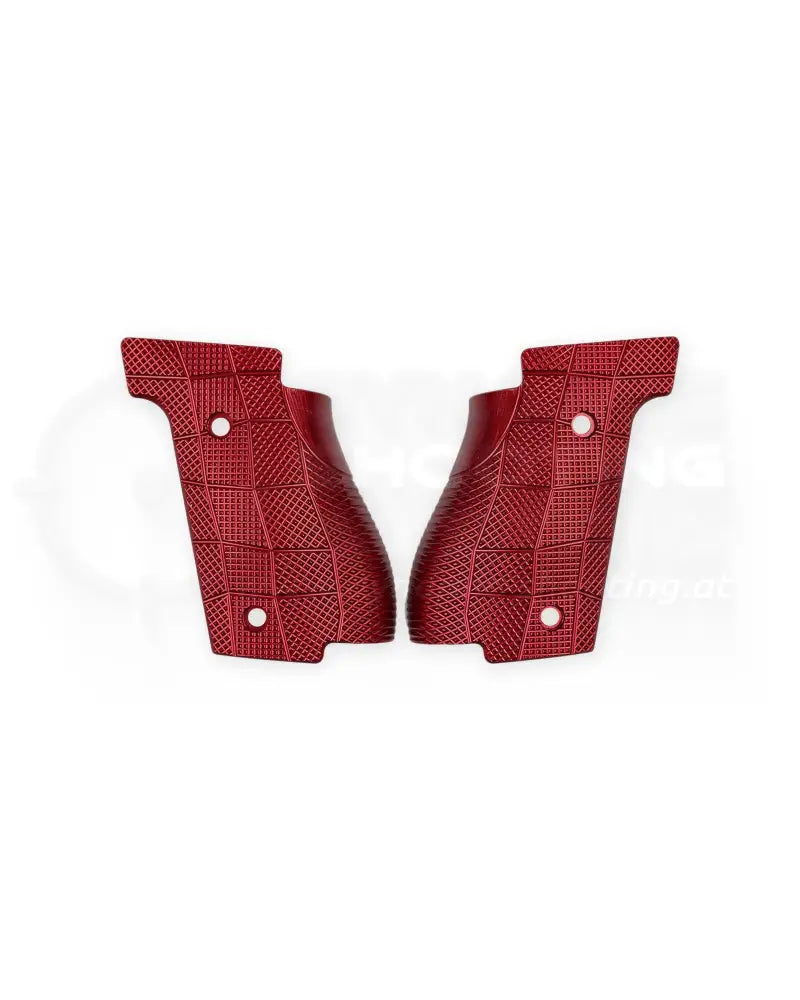 LOK Grips GridLOK Thin Griffschalen aus Aluminium für Walther PDP Steel Frame Full Size in Rot – eloxiertes Aluminium mit Kreuzschraffur