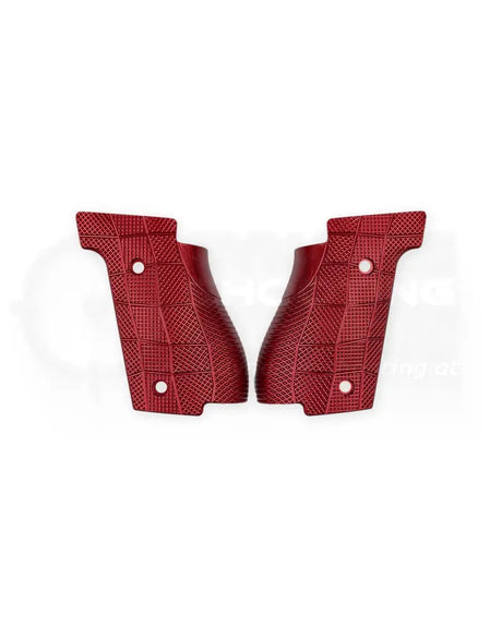 LOK Grips GridLOK Thin Griffschalen aus Aluminium für Walther PDP Steel Frame Full Size in Rot – eloxiertes Aluminium mit Kreuzschraffur