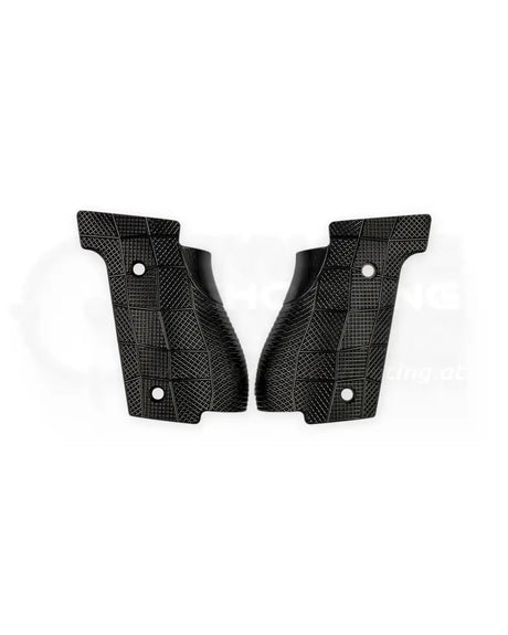 LOK Grips GridLOK Thin Griffschalen aus Aluminium für Walther PDP Steel Frame Full Size in Schwarz – Paar mit aggressiver Kreuzschraffur-Textur