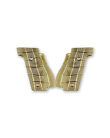 LOK Grips Messing GridLOK Griffschalen für Walther PDP Steel Frame in Raw Brass — Vorderansicht beider Griffschalen mit aggressivem GridLOK-Texturprofil