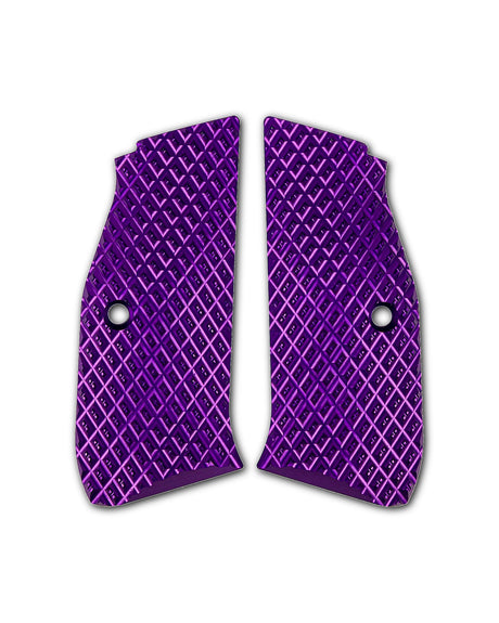 LOK Grips JAWS Palm Swell Griffschalen aus Aluminium für CZ Shadow 2 und SP-01 in Lila – eloxiertes 6061 Aluminium mit Pyramiden-Textur