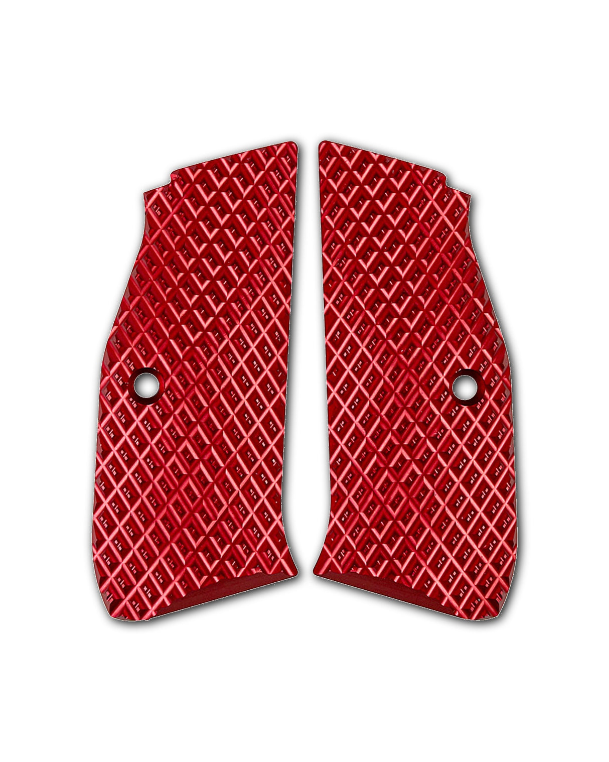 LOK Grips JAWS Palm Swell Griffschalen aus Aluminium für CZ Shadow 2 und SP-01 in Rot – CNC-gefräste JAWS Textur, eloxiert