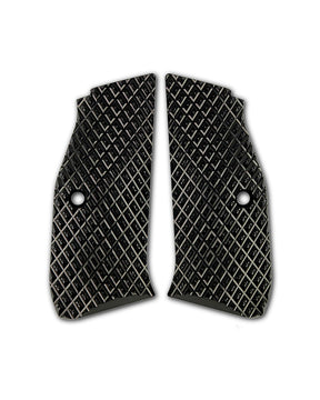 LOK Grips JAWS Palm Swell Griffschalen aus Aluminium für CZ Shadow 2 und SP-01 in Schwarz – Paar mit extrem aggressiver Pyramiden-Zahnung