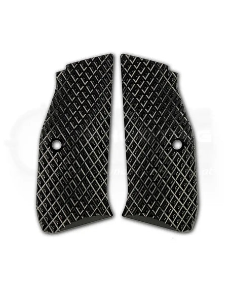 LOK Grips JAWS Palm Swell Griffschalen aus Aluminium für CZ Shadow 2 und SP-01 in Schwarz – Paar mit extrem aggressiver Pyramiden-Zahnung