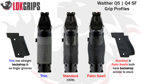 LOK Grips GridLOK Aluminium Griffschalen für Walther PDP Steel Frame in verschiedenen Formen zum Vergleich