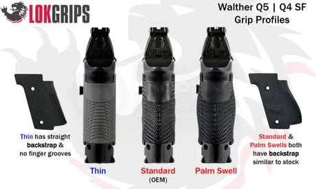 LOK Grips GridLOK Aluminium Griffschalen für Walther PDP Steel Frame in verschiedenen Formen zum Vergleich
