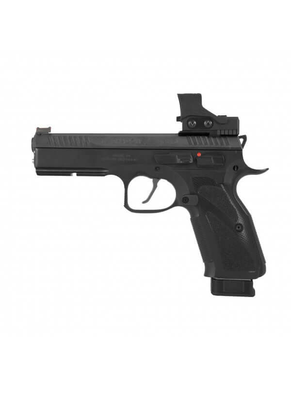 Toni System Magazinauswurfknopf lang montiert auf einer CZ Shadow 2 in Schwarz