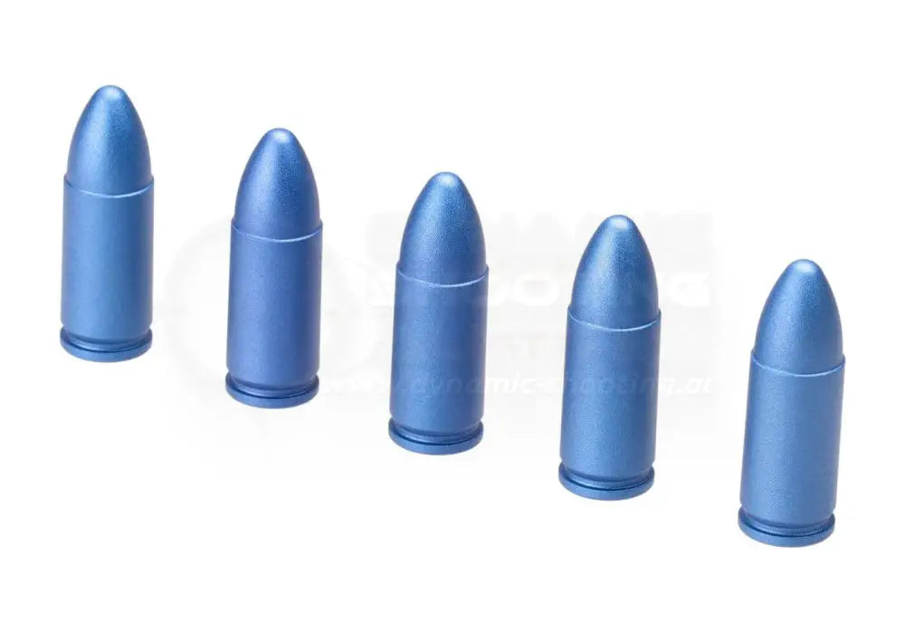 Dry Fire Trainingspatronen von Strike Industries im Kaliber 9mm aus Aluminium in blauer Farbe
