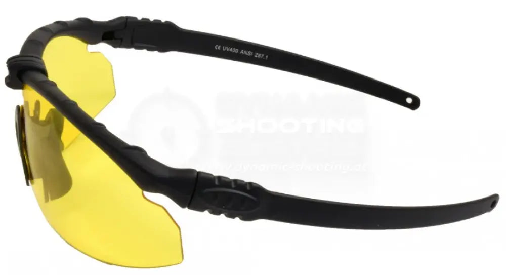 Schussbrille Schießbrille Schutzbrille Double Alpha mit gelbem Schutzglas Seitenansicht