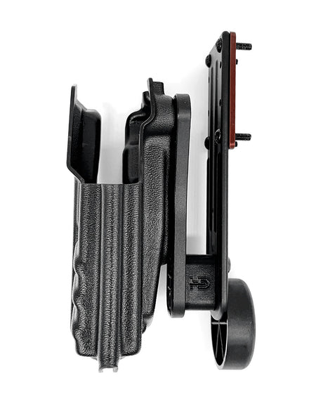 DARKDEER IPSC Holster for Glock with Toni System Frame Weight and 3D Thumb Rest – side view with GHOST Thunder Mount