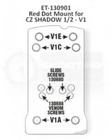 Dovetail Optic Kimmen Adapterplatte zur Montage von Red Dots und Rotpunktvisieren anstelle der Kimme einer CZ Shadow 2 oder CZ 75 SP-01 von Eemann Tech