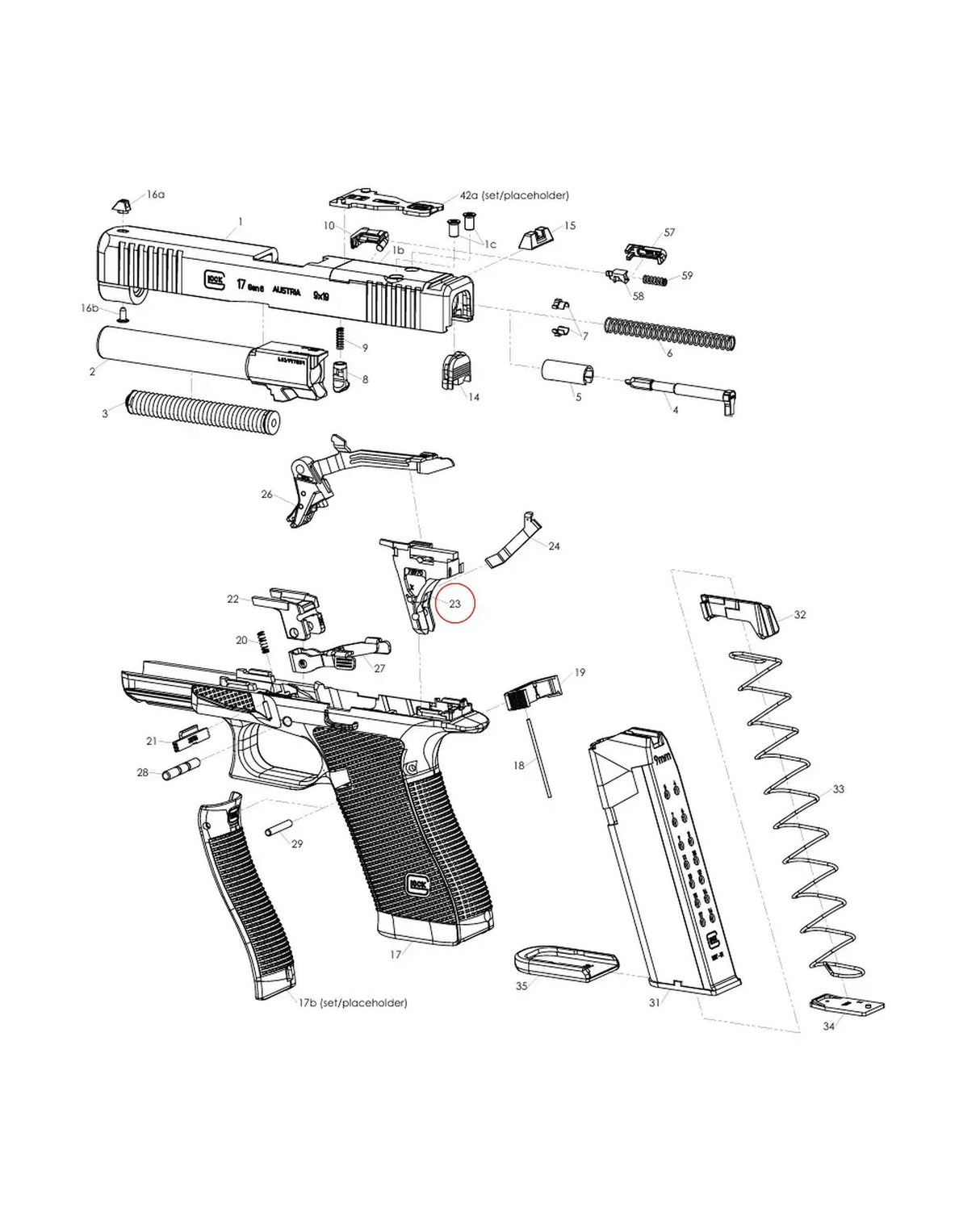 Glock Gen 6 Explosionszeichnung – Steuerblock Position 23