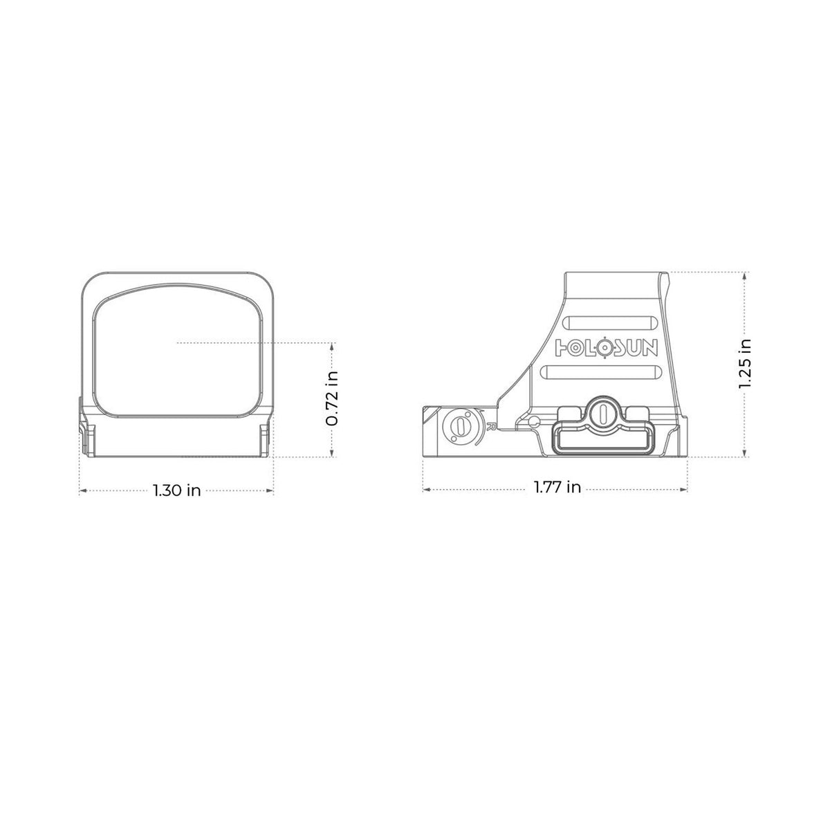 Holosun HE407 COMP Green Dot Sight 6 MOA Maßzeichnung Abmessungen