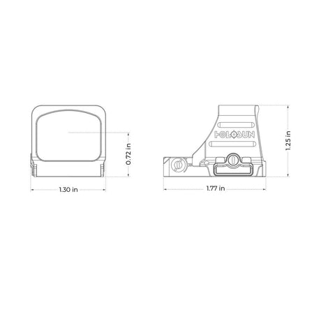 Holosun HE407 COMP Green Dot Sight 6 MOA – dimensional drawing
