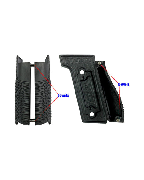 LOK Grips Checkered Griffschalen Walther PDP Steel Frame – Lieferumfang mit Passstiften (Dowels)