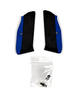 LOK Grips Bogies Griffschalen Thin für CZ Shadow 2 – Rückseite mit blauem Liner und Befestigungsmaterial