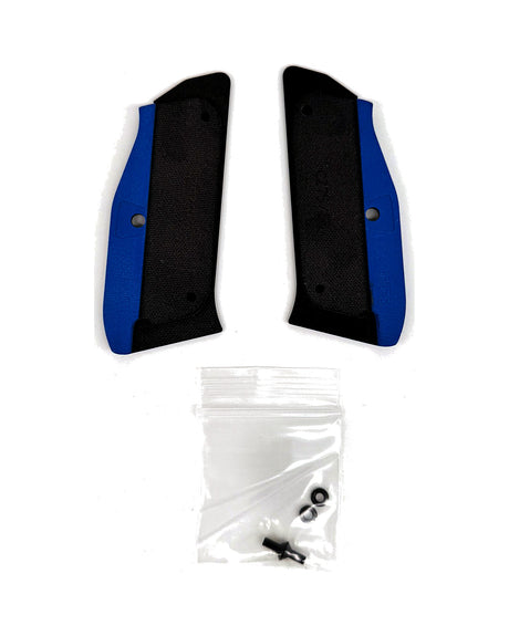 LOK Grips Bogies grip panels Thin for CZ Shadow 2 – back with blue liner and fastening material