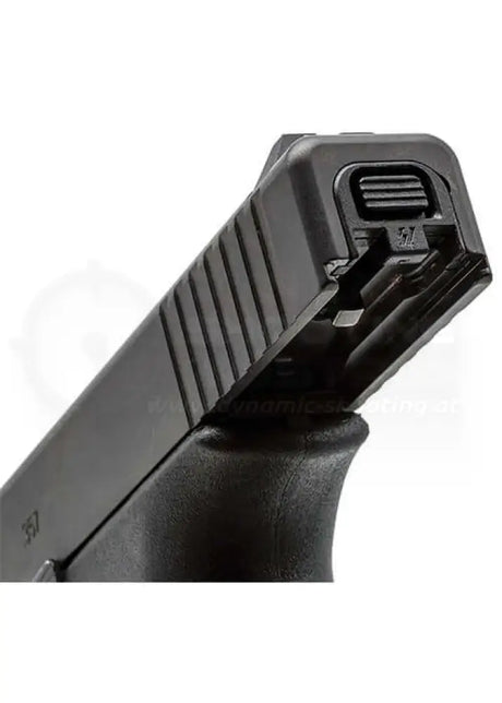 Poly Flex Slide Cover Plate für Glock Pistolen von Strike Industries in eingebautem Zustand - Verschluss offen