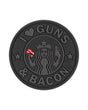 Rubber Patch I Love Guns and Bacon Gummipatch von JTG in Schwarz