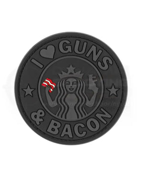 Rubber Patch I Love Guns and Bacon Gummipatch von JTG in Schwarz