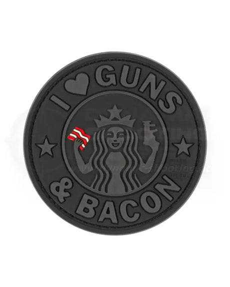 Rubber Patch I Love Guns and Bacon Gummipatch von JTG in Schwarz
