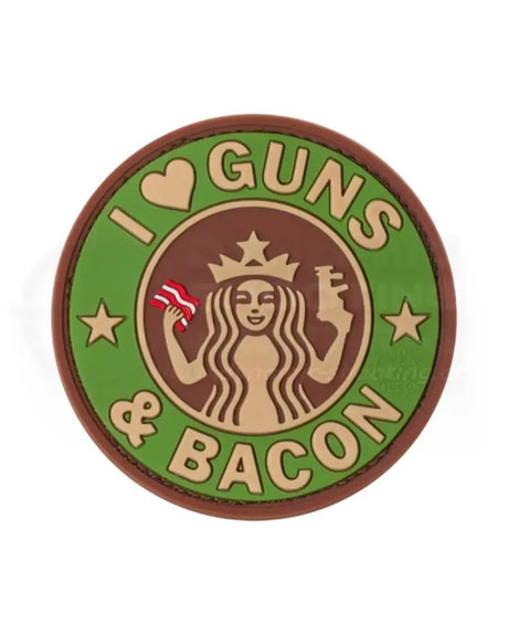 Rubber Patch I Love Guns and Bacon Gummipatch von JTG in Grün